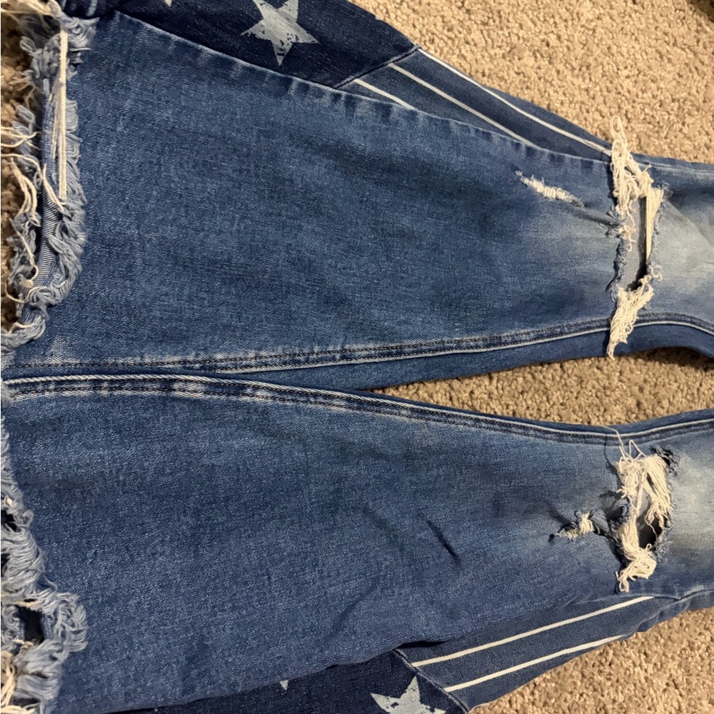 Boot-Cut Distressed Blue Jeans - Women's Casual Style